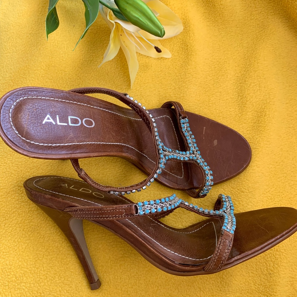 Aldo brown high heels with beads